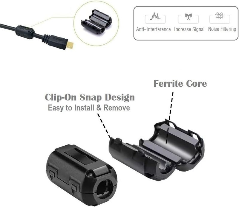 VSKEY Clip-on Noise Filter, [10pcs 13mm] Anti-interference High-Frequency Ferrite Core Choke Clip Subwoofer,Amplifier,Speaker,Video,Radio,Home Power Audio Device Coaxial Cable(0.5 inch Inner Diameter) - Image 3